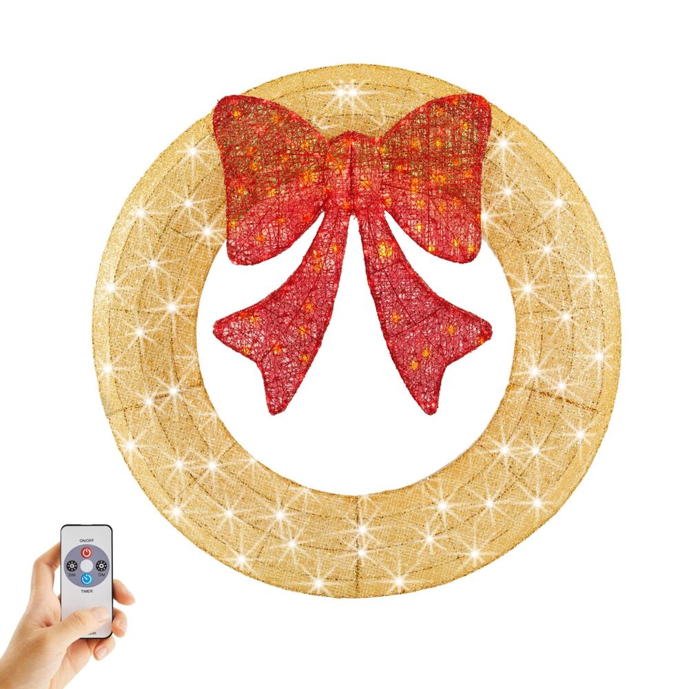 7747 36in Pre-Lit Christmas Wreath, LED Lighted Holiday Outdoor Decoration